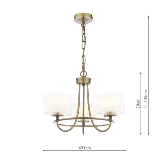 Southwell 3/5 Light Armed Pendant Antique Brass and Opal Glass - Image 12