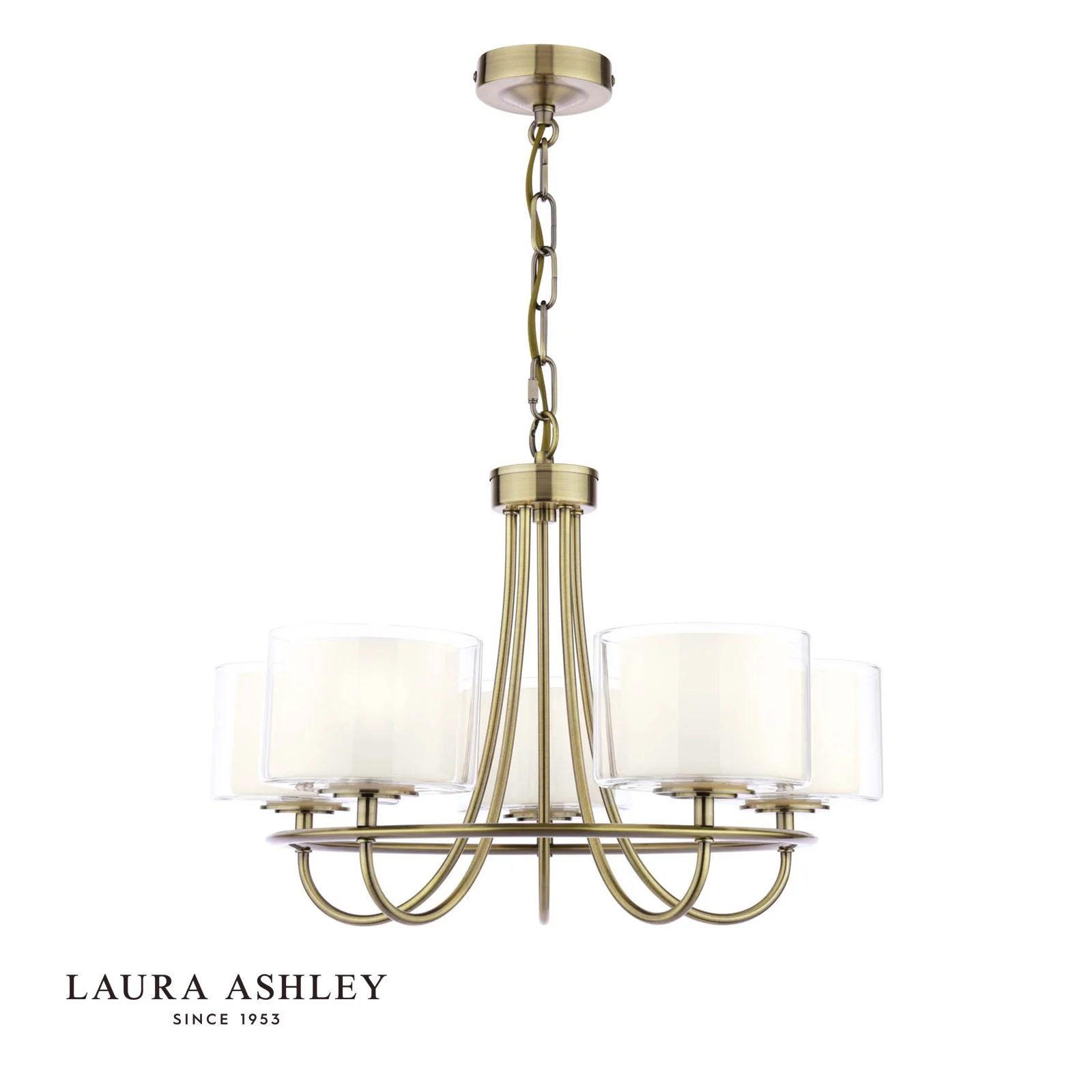Southwell 3/5 Light Armed Pendant Antique Brass and Opal Glass - Image 13