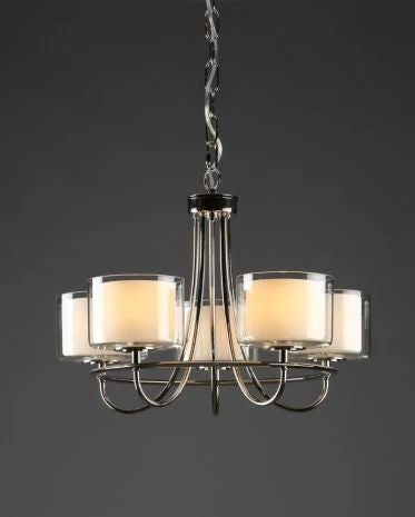 Southwell 3/5 Light Armed Pendant Antique Brass and Opal Glass - Image 4