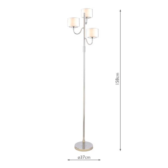 Southwell 3 Light Floor Lamp Polished Nickel and Opal Glass - Image 2