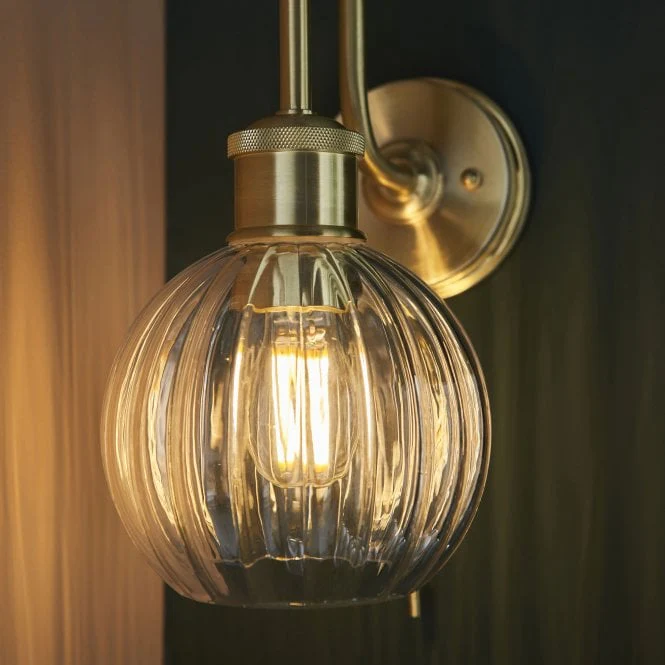 Wren IP44 Switched Wall Light in Satin Brass - Image 3