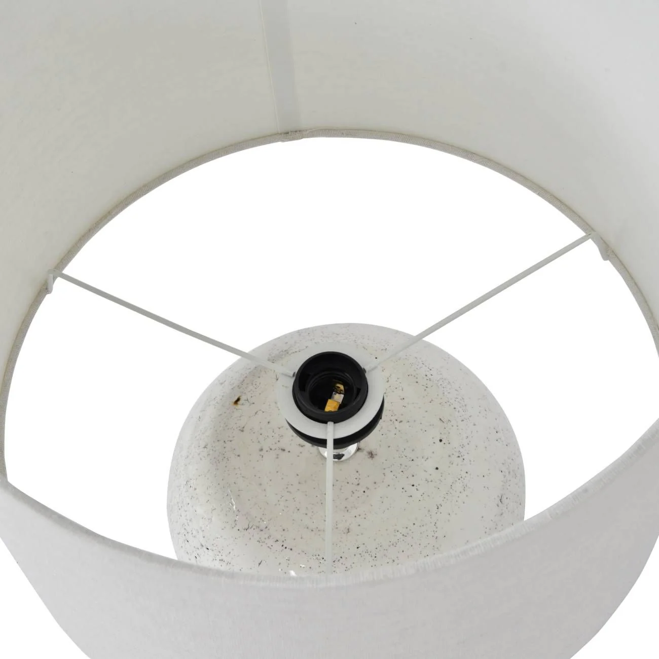 Speckle Terracotta Table Lamp With Shade - Glazed White Finish - Image 3