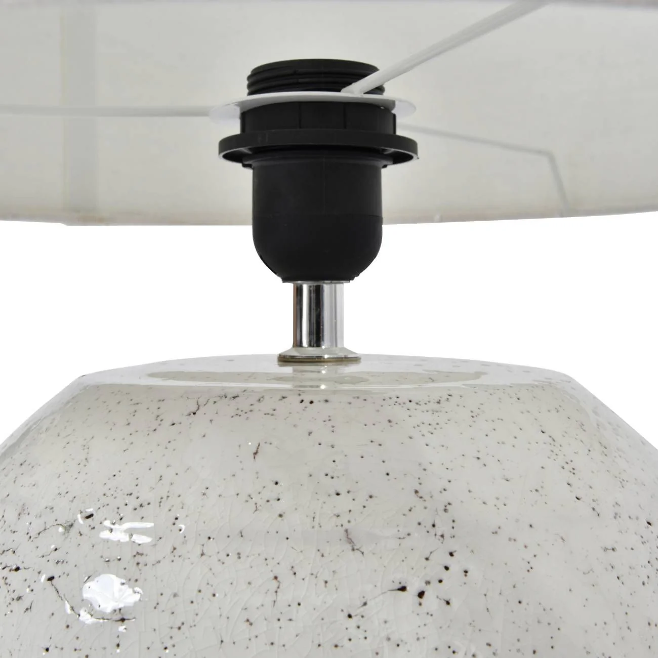 Speckle Terracotta Table Lamp With Shade - Glazed White Finish - Image 4
