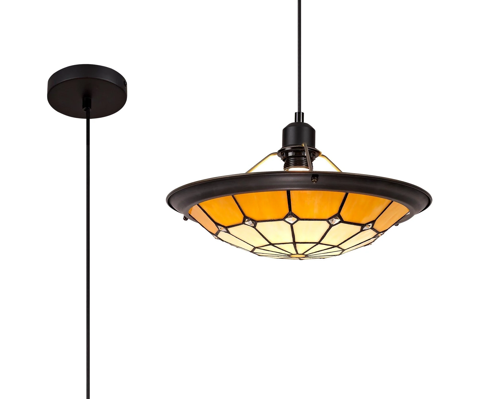 Spectra 1 Light Pendant E27 With 35cm Tiffany Shade, Beige, Green, Grey, Red, Rich, Blue - Image 5