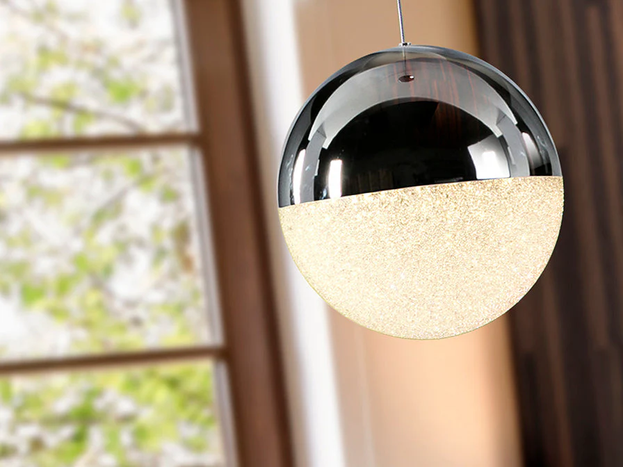 Sphere Single LED Pendant, Chrome Finish - Small / Large - Image 10