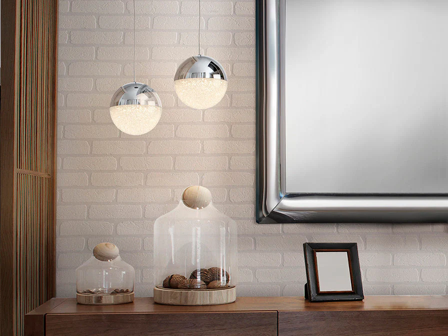 Sphere Single LED Pendant, Chrome Finish - Small / Large - Image 3