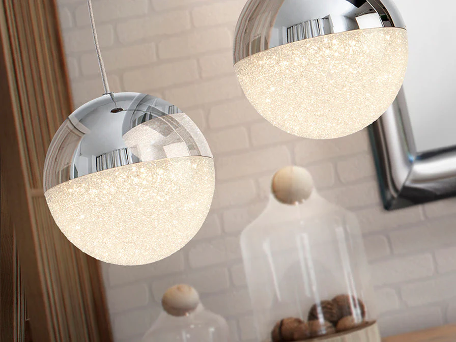 Sphere Single LED Pendant, Chrome Finish - Small / Large - Image 5