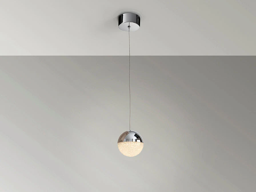 Sphere Single LED Pendant, Chrome Finish - Small / Large - Image 6