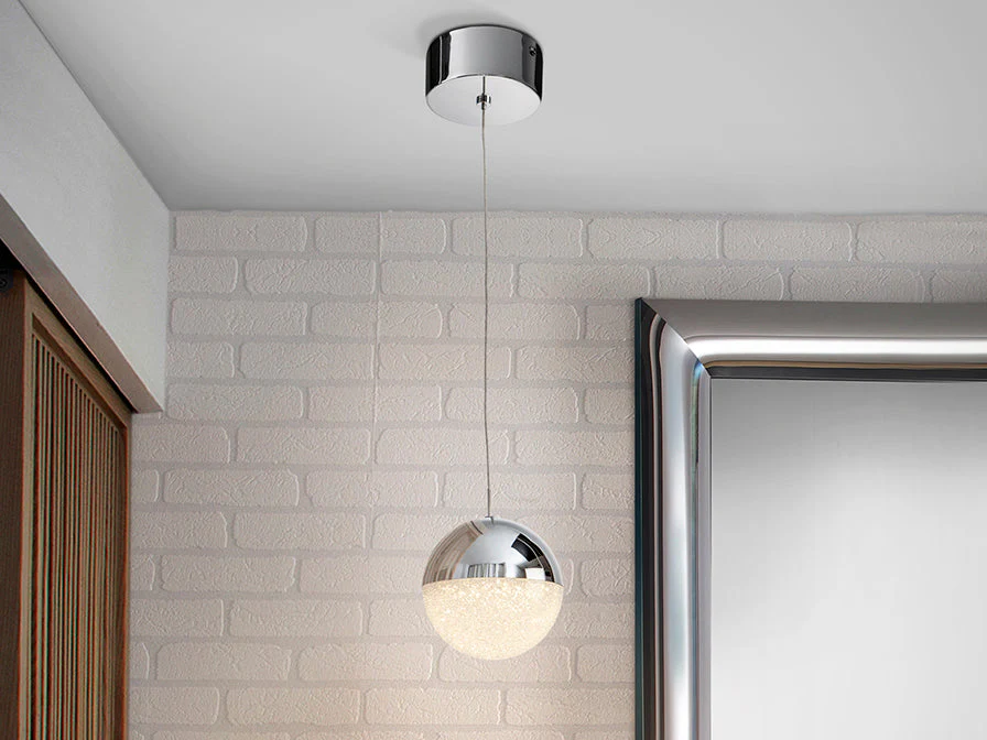 Sphere Single LED Pendant, Chrome Finish - Small / Large - Image 7