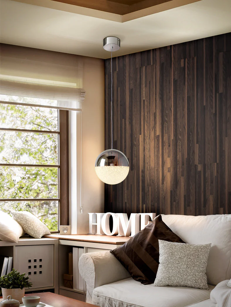Sphere Single LED Pendant, Chrome Finish - Small / Large - Image 8