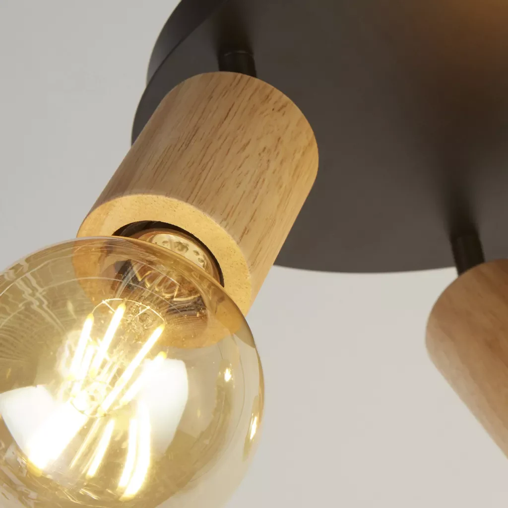 Spinny 3/4Lt Spotlight - Wood & Matt Black Metal - Image 5