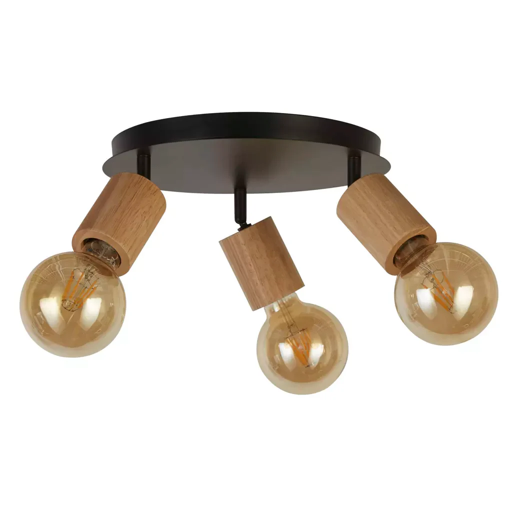 Spinny 3/4Lt Spotlight - Wood & Matt Black Metal - Image 6