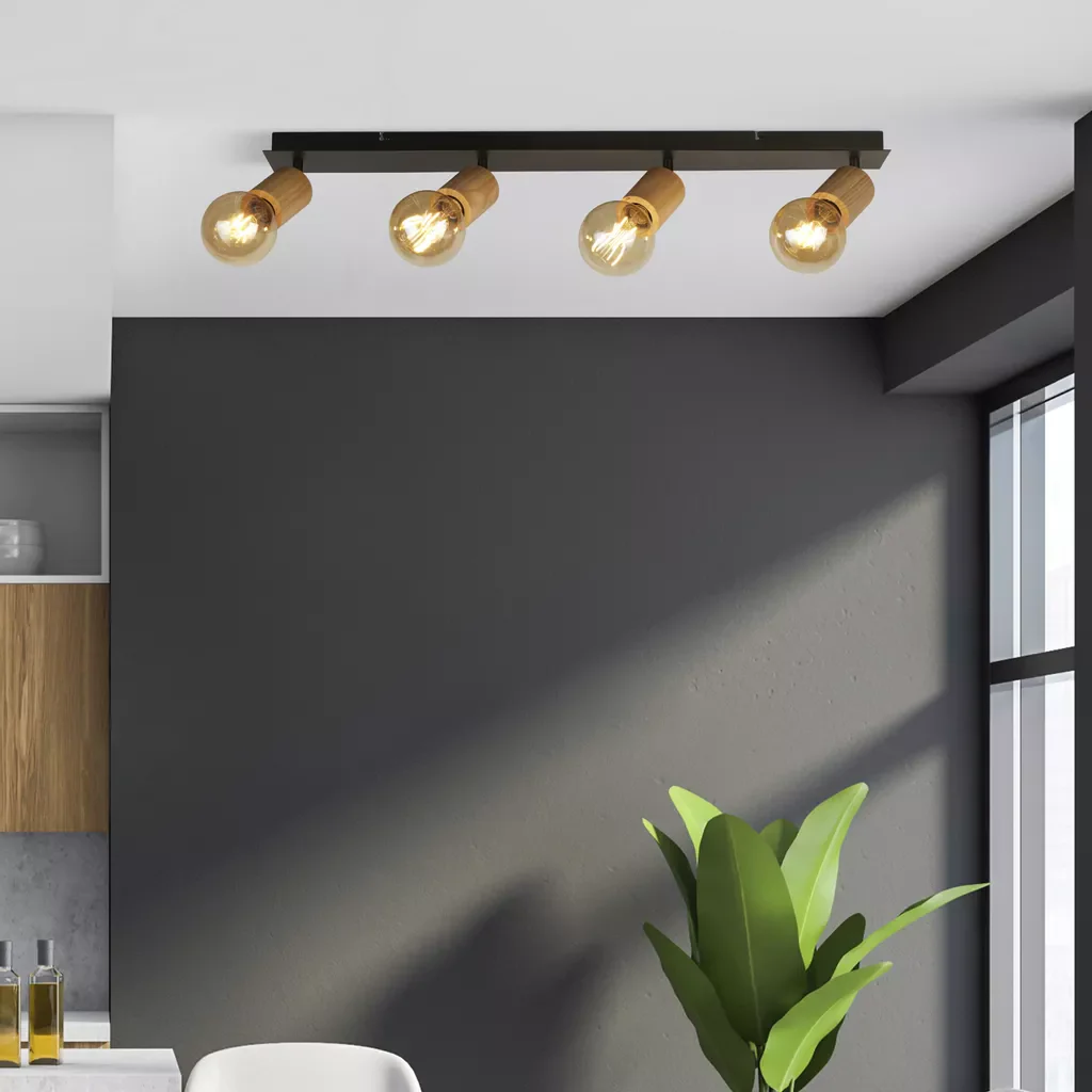 Spinny 3/4Lt Spotlight - Wood & Matt Black Metal - Image 8