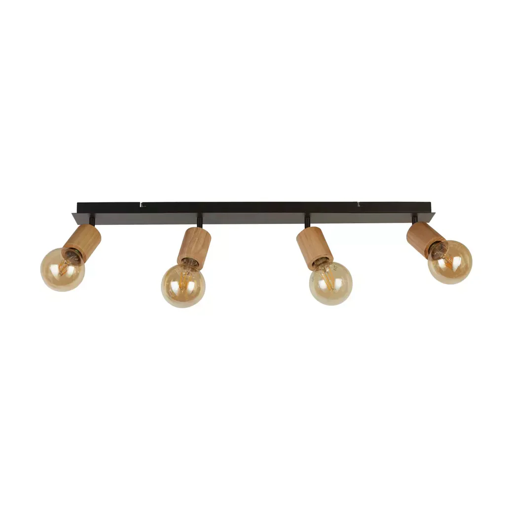 Spinny 3/4Lt Spotlight - Wood & Matt Black Metal - Image 9