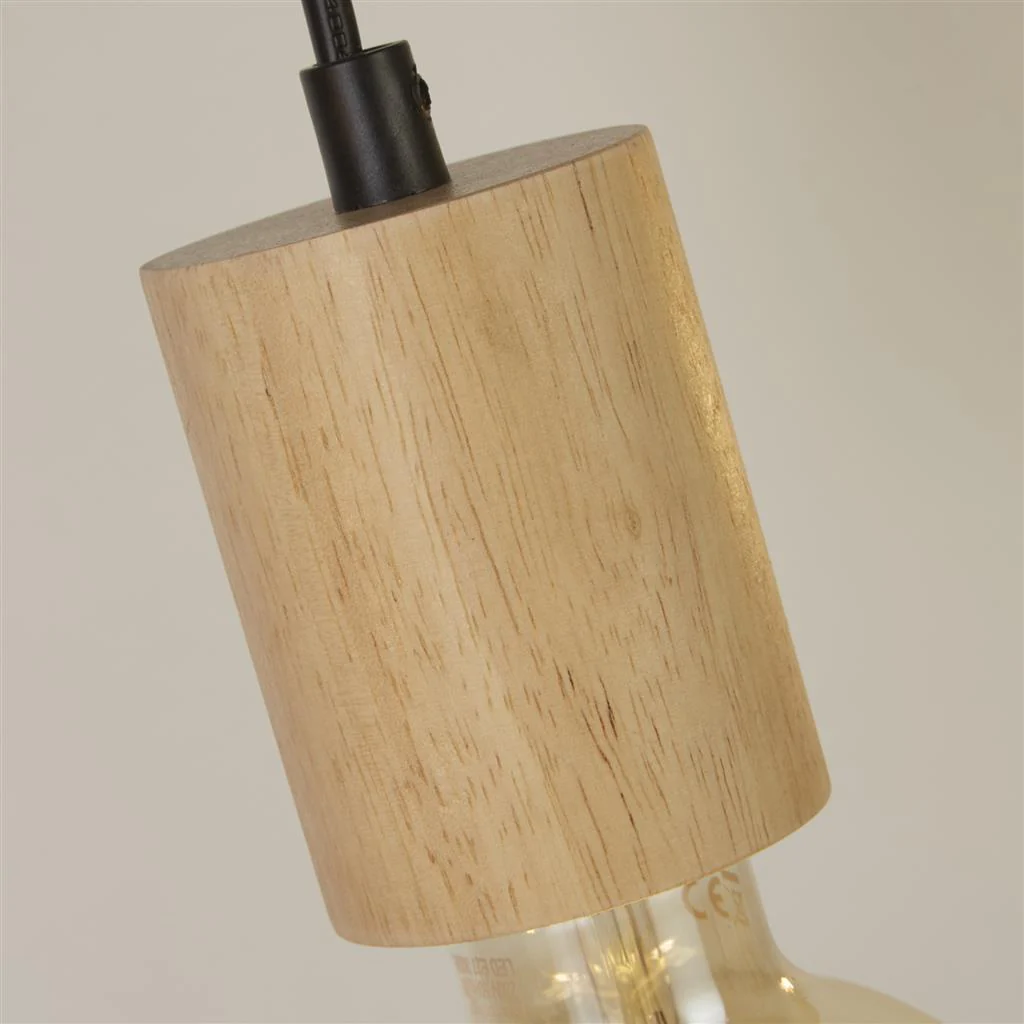 Spinny 5 Lt Bar Pendant - Wood & Matt Black Metal - Image 3