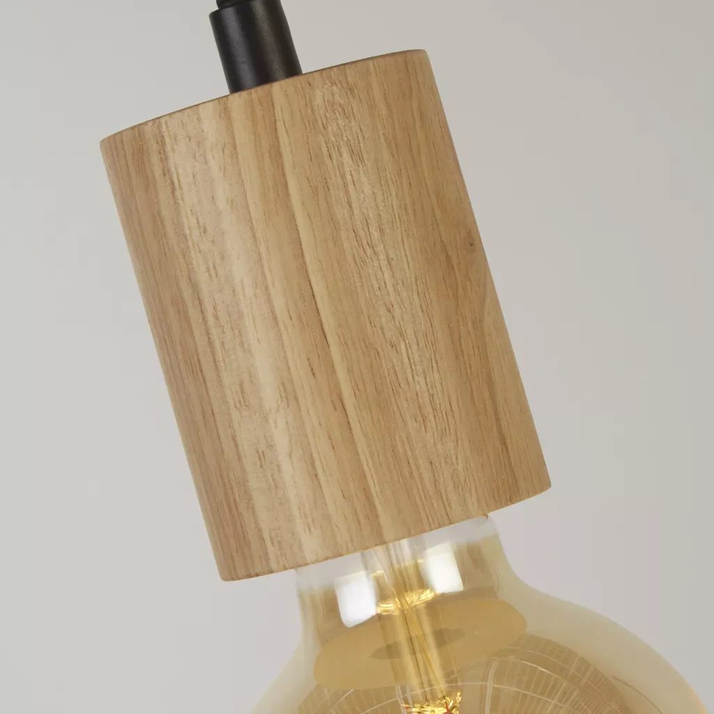 Spinny 5Lt Pendant - Wood & Matt Black Metal - Image 4