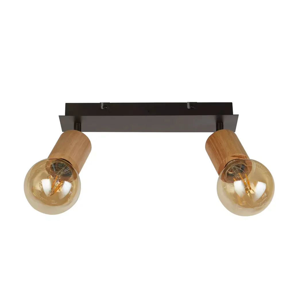 Spinny Spotlight Wall Light - Wood & Matt Black Metal - Image 4
