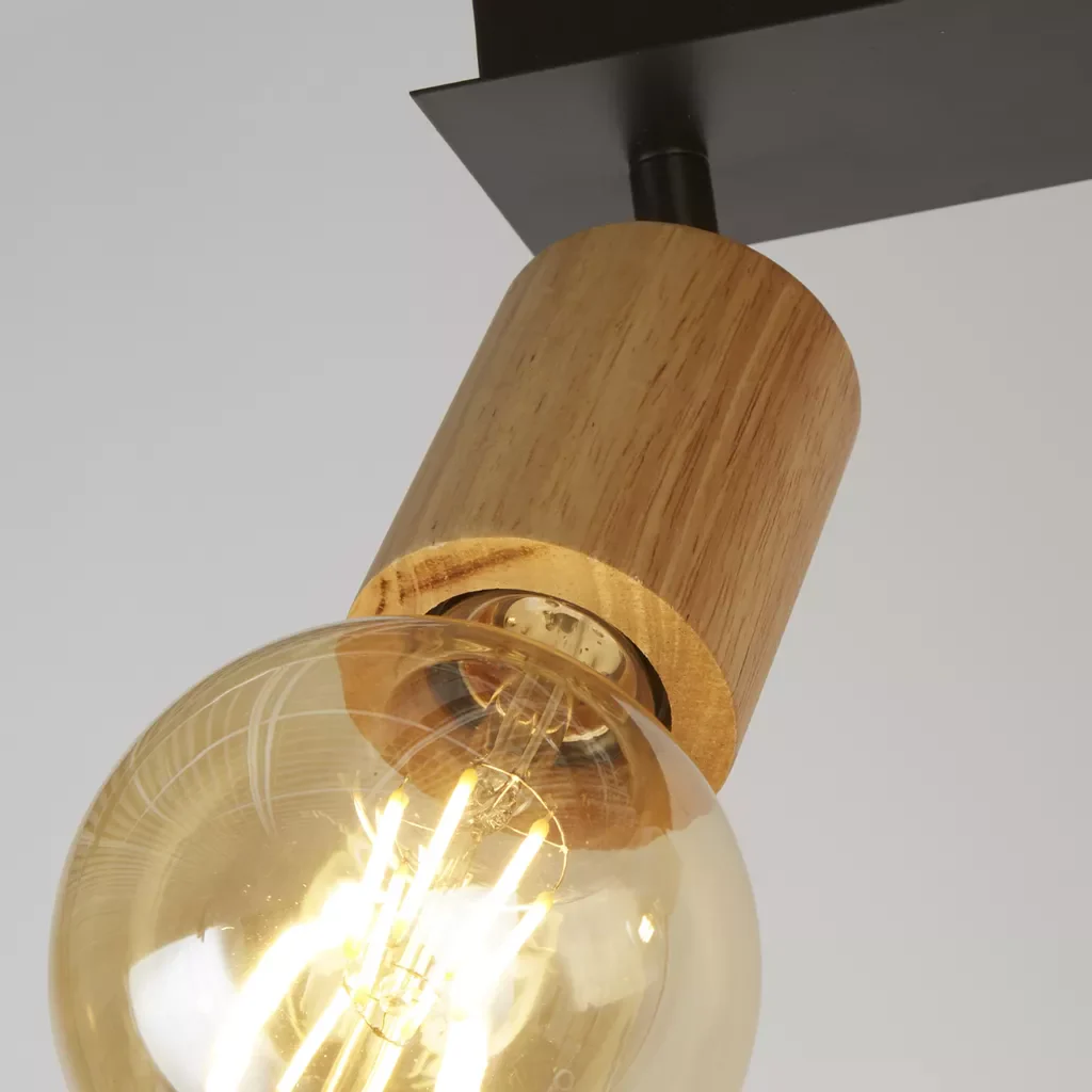 Spinny Spotlight Wall Light - Wood & Matt Black Metal - Image 5