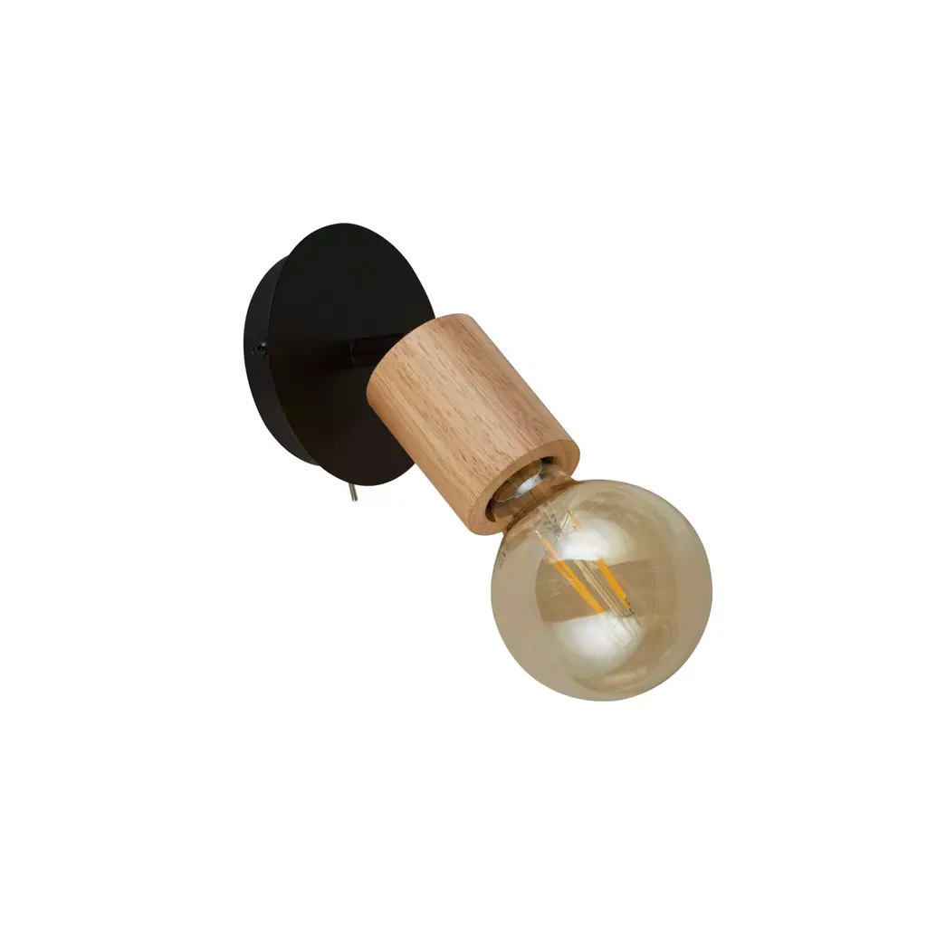 Spinny Spotlight Wall Light - Wood & Matt Black Metal - Image 8