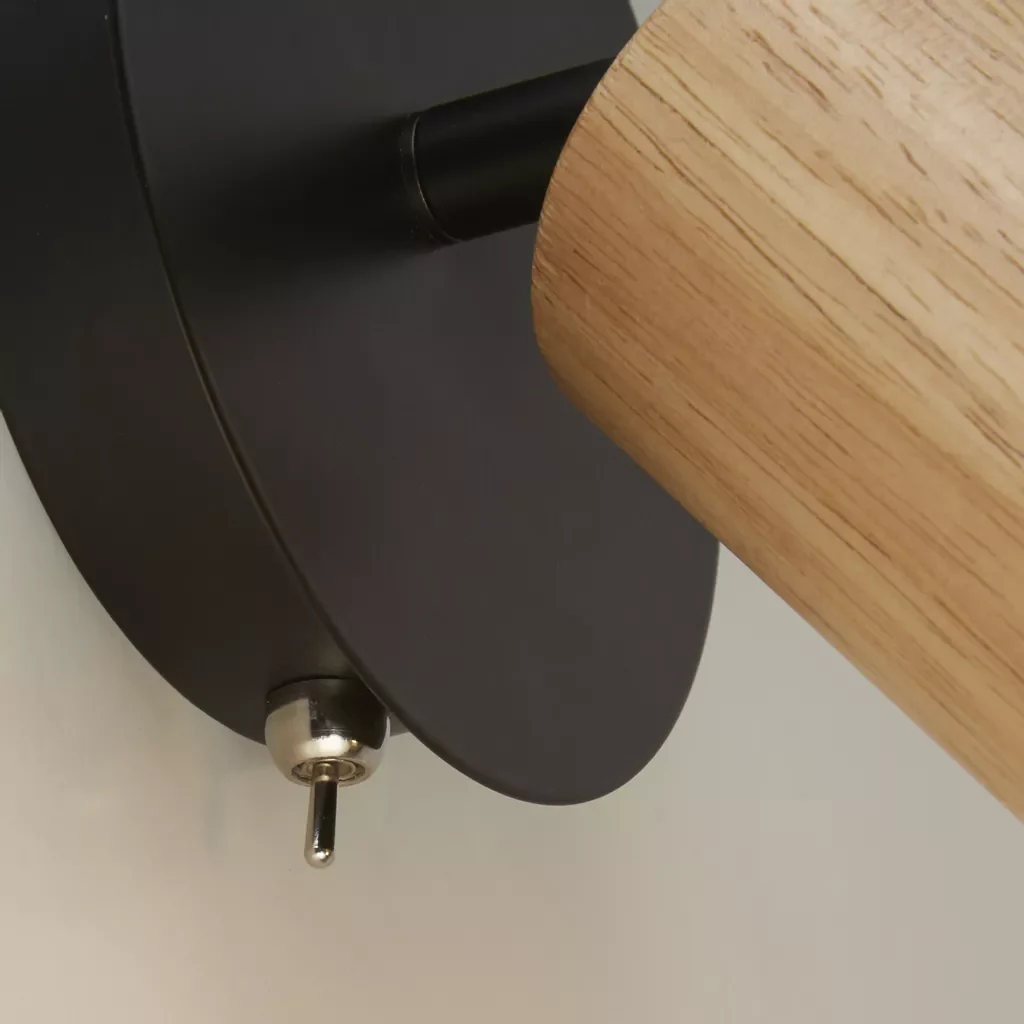 Spinny Spotlight Wall Light - Wood & Matt Black Metal - Image 9
