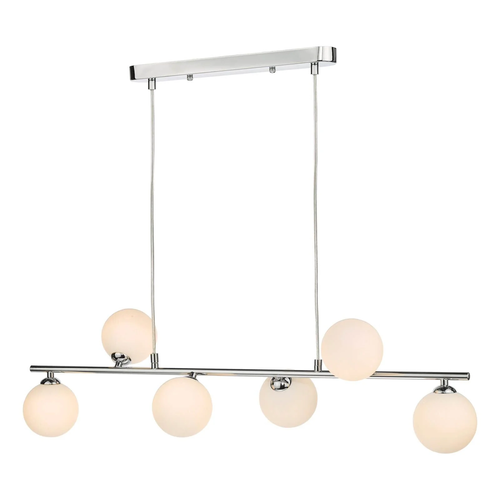 Spiral 6 Light Bar Pendant Matt Black/Polished Chrome-Finish Smoked/Opal-Glass - Image 3