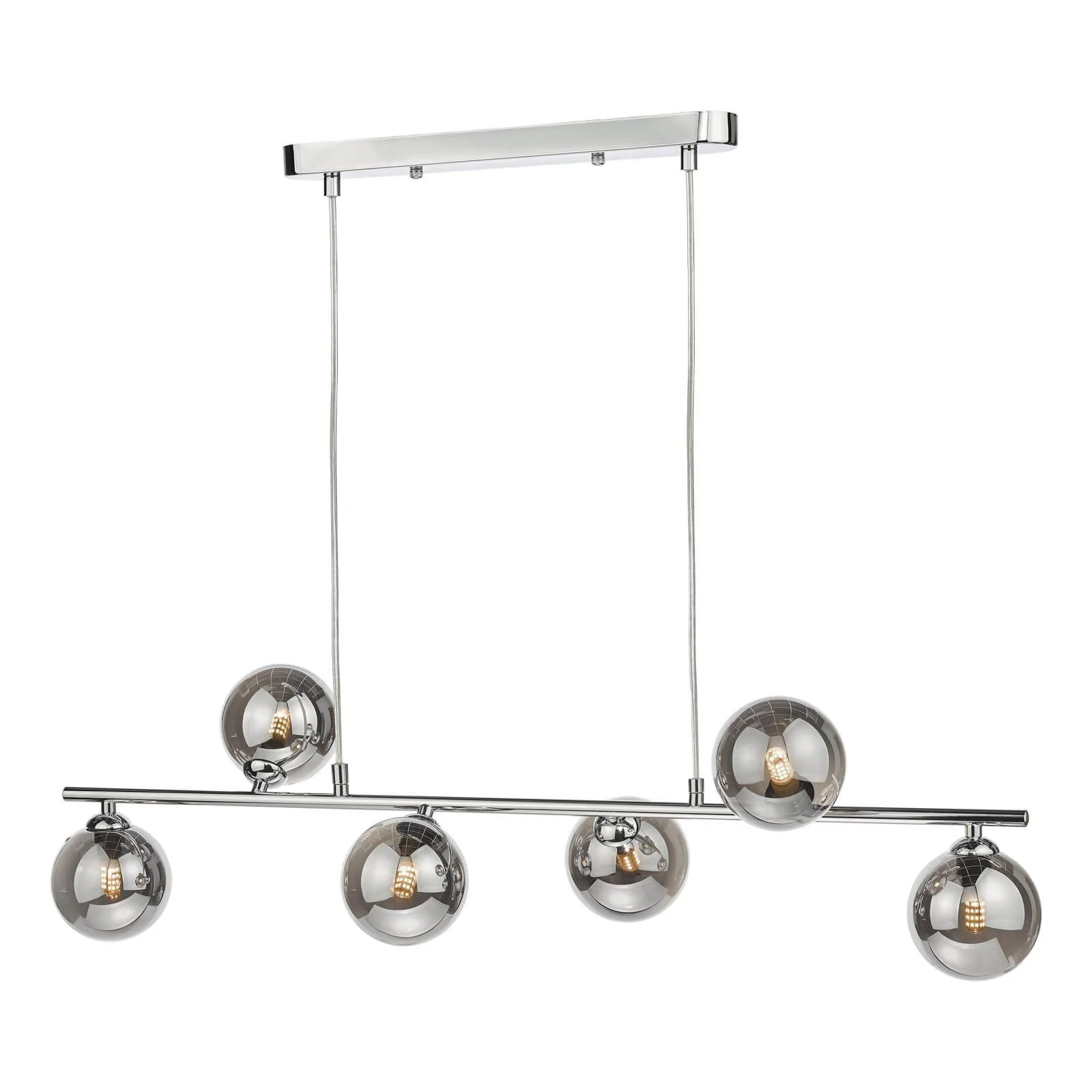Spiral 6 Light Bar Pendant Matt Black/Polished Chrome-Finish Smoked/Opal-Glass - Image 4