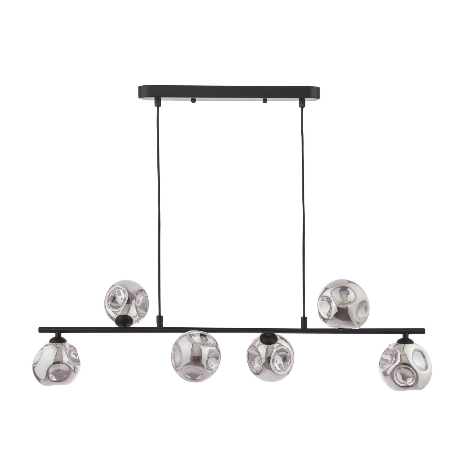 Spiral 6 Light Bar Pendant Matt Black/Polished Chrome-Finish Smoked/Opal-Glass - Image 6