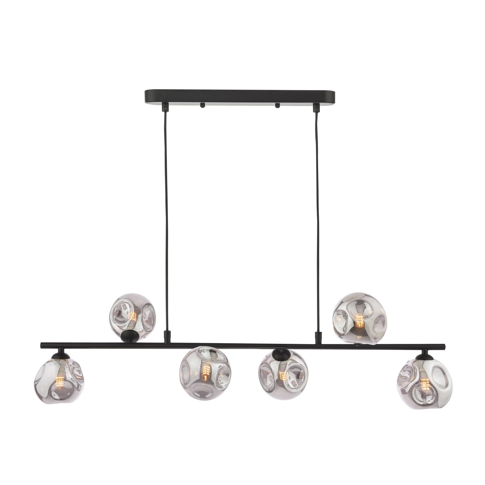 Spiral 6 Light Bar Pendant Matt Black/Polished Chrome-Finish Smoked/Opal-Glass - Image 7