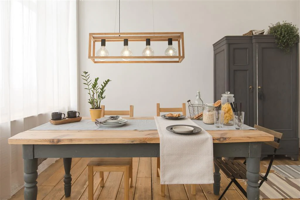 Square  4Lt Kitchen Light  - Natural Wood & Black Metal - Image 5