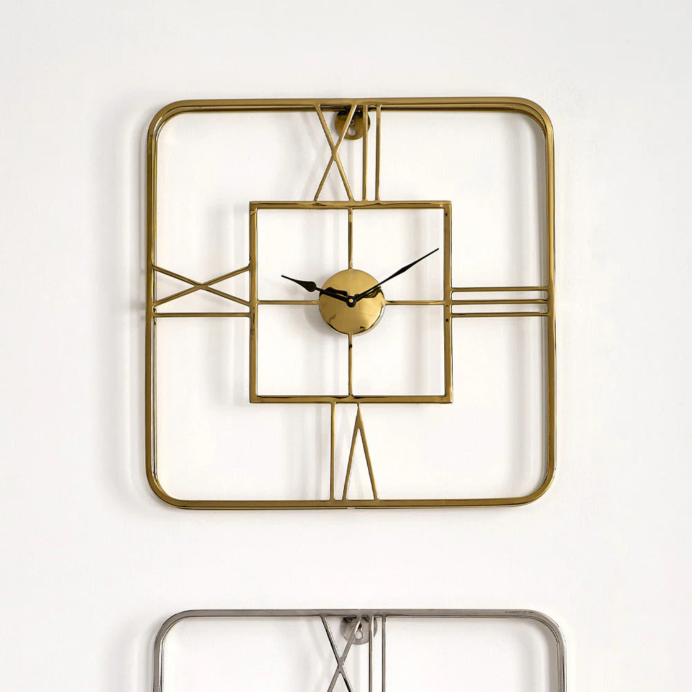Square Wall Clock - Gold Metal Finish - Image 4