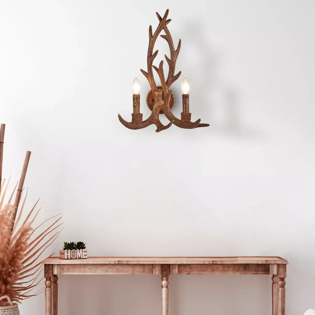Stag 2Lt Wall Light - Brown Resin - Image 3