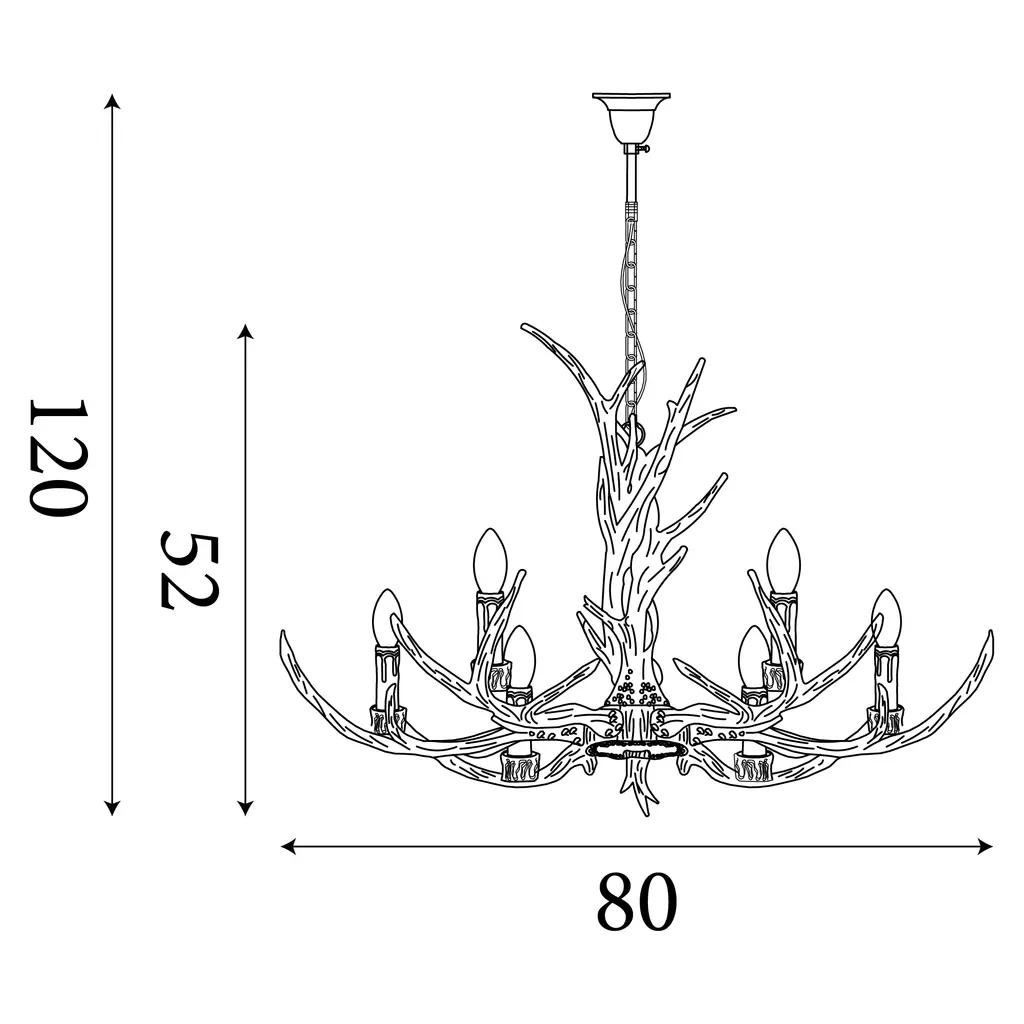 Stag 6Lt/12Lt Chandelier- Brown Resin - Image 3