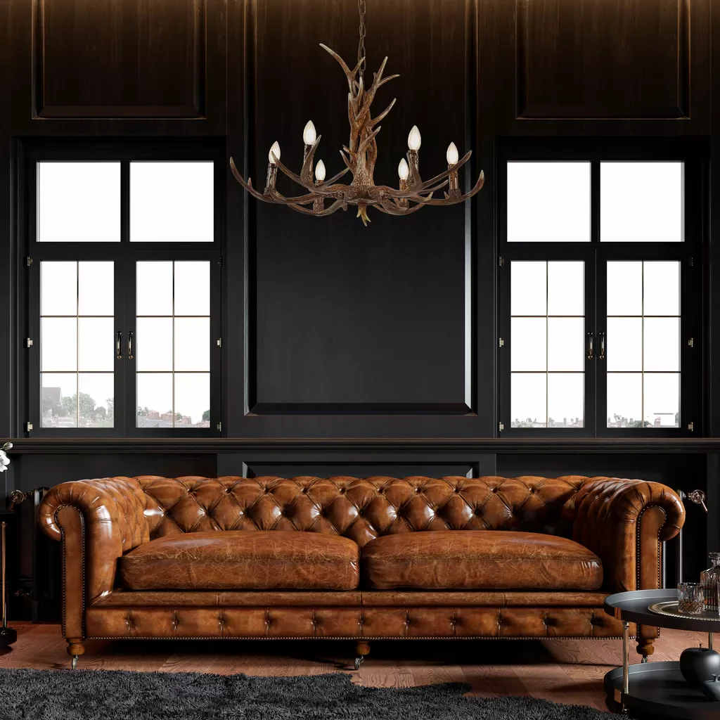 Stag 6Lt/12Lt Chandelier- Brown Resin - Image 4