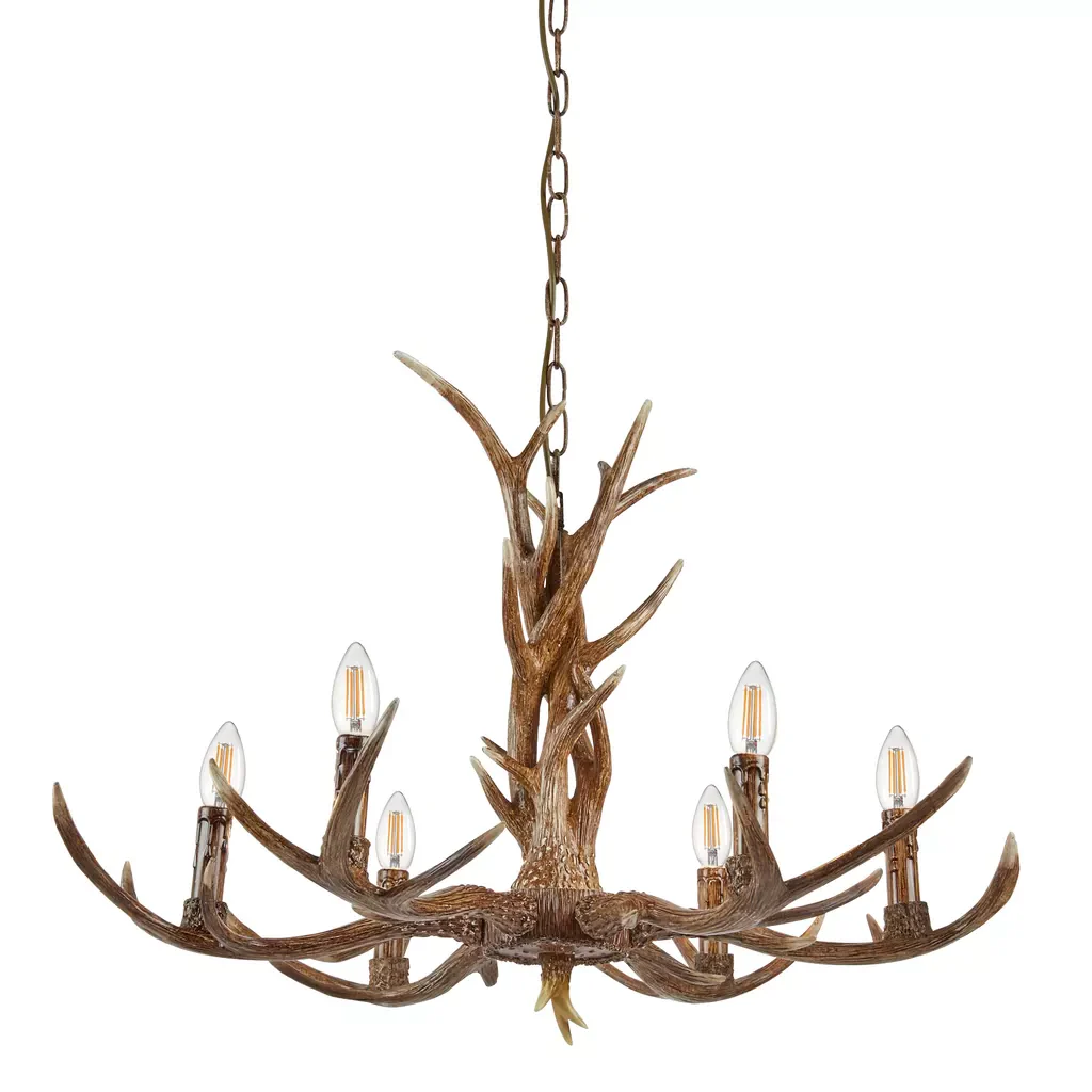 Stag 6Lt/12Lt Chandelier- Brown Resin - Image 5