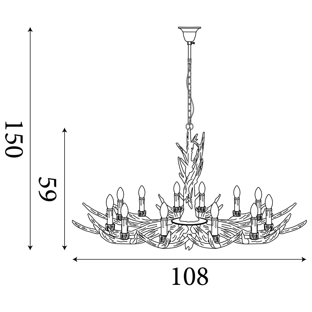Stag 6Lt/12Lt Chandelier- Brown Resin - Image 7