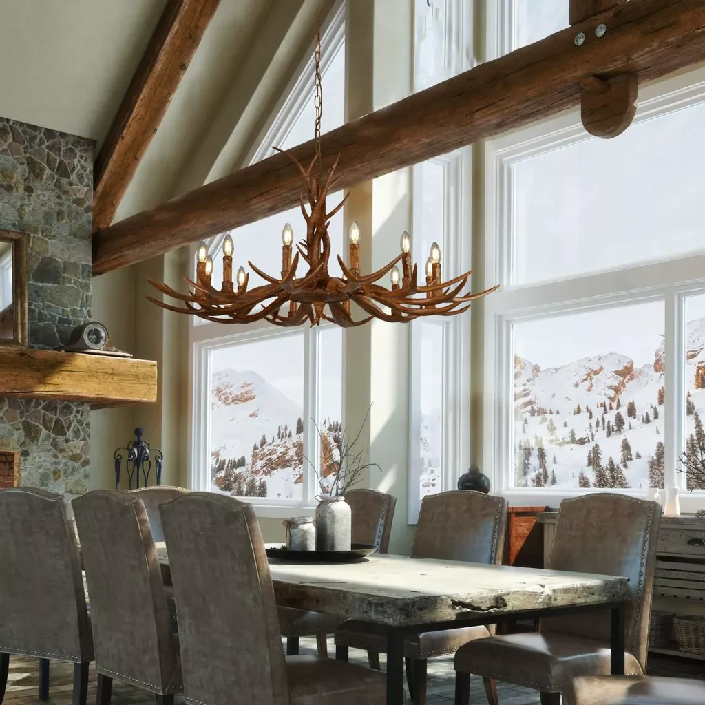 Stag 6Lt/12Lt Chandelier- Brown Resin - Image 8