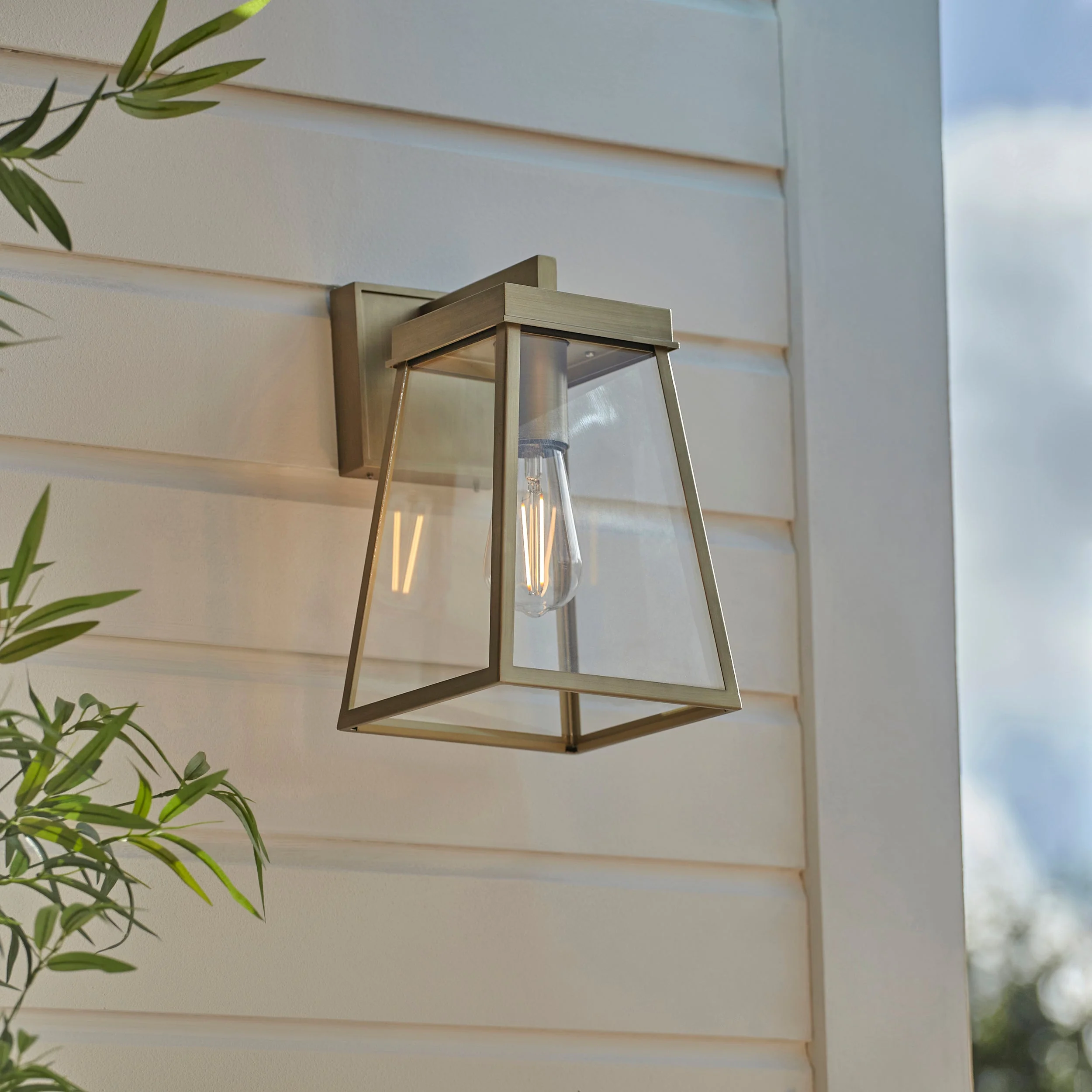 Stanley Outdoor Wall Light - Matt Black / Brushed Gold - Image 10