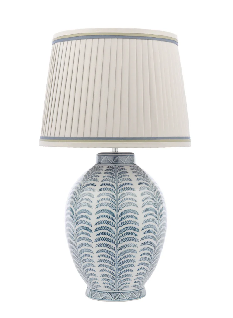 Stannard Table Lamp- Blue Ceramic With Shade - Image 2