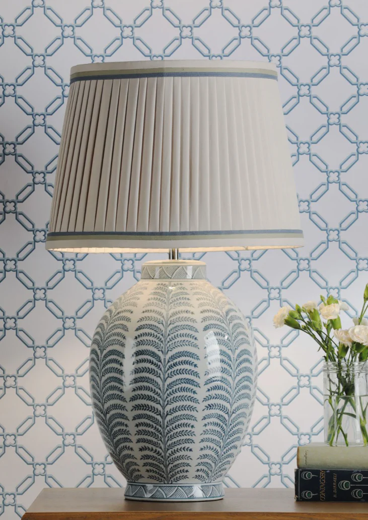 Stannard Table Lamp- Blue Ceramic With Shade - Image 6