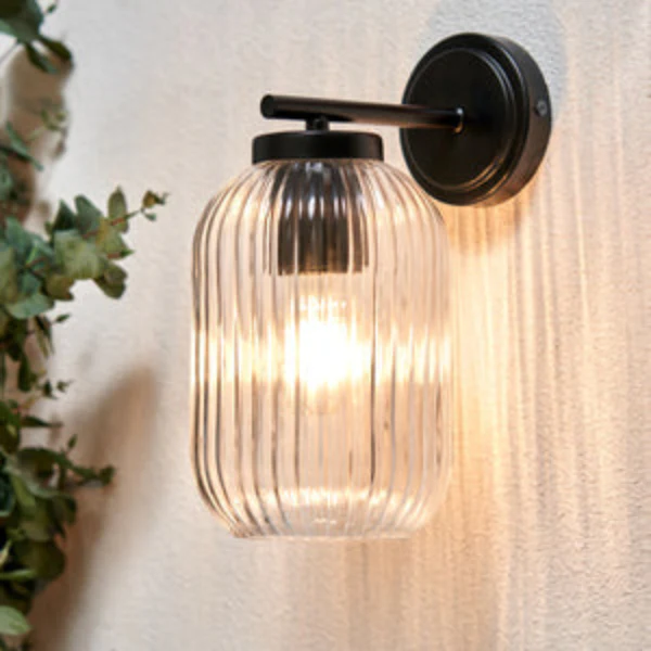 Stanton Ribbed Glass Outdoor Wall Light - Image 2