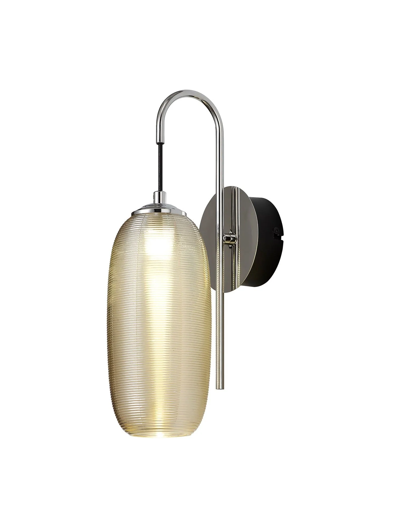 Stardust Switched Wall Lamp, 1 x 6W LED, 4000K, 720lm, Polished Chrome/Black With Champagne Glass, 3yrs Warranty - Image 11
