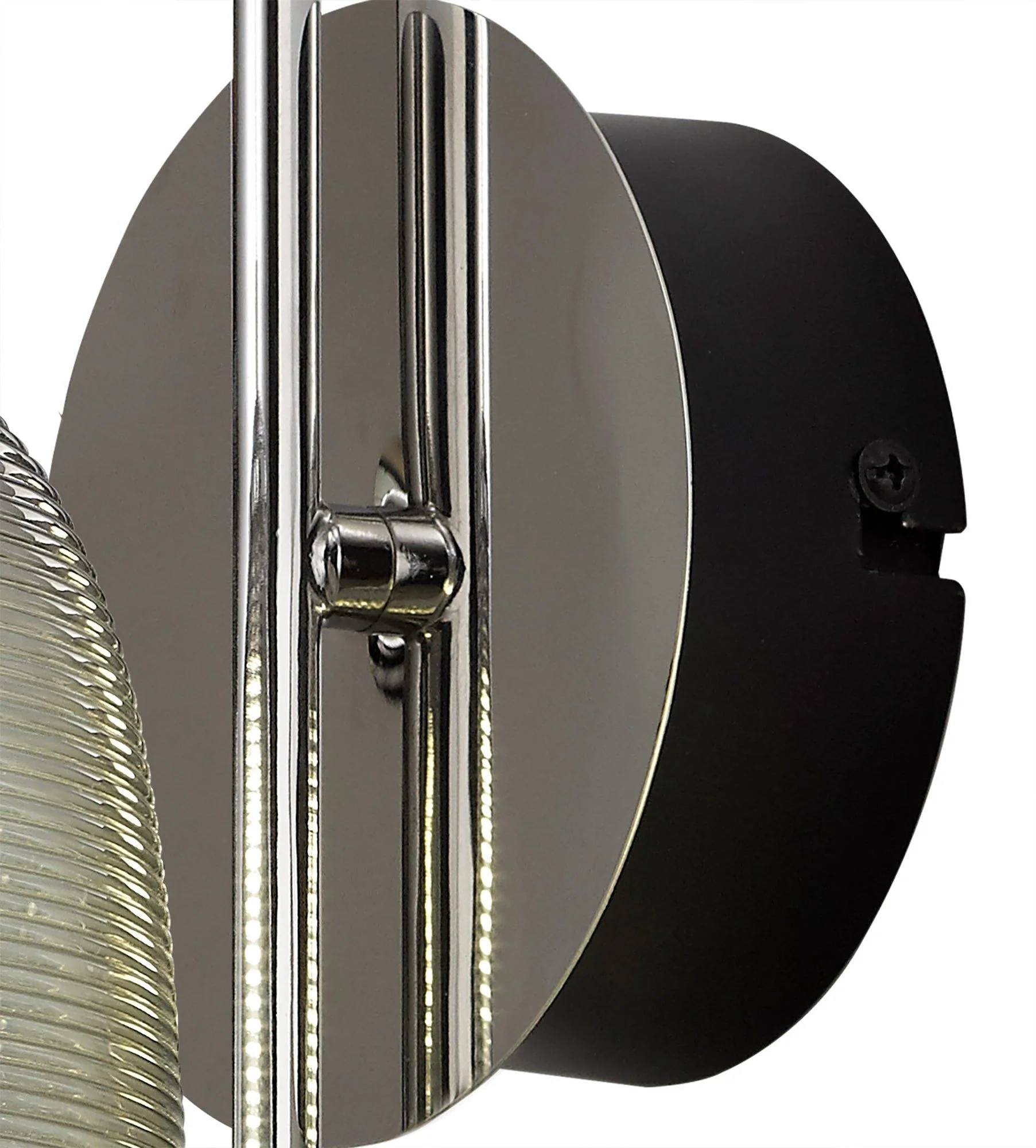 Stardust Switched Wall Lamp, 1 x 6W LED, 4000K, 720lm, Polished Chrome/Black With Champagne Glass, 3yrs Warranty - Image 4