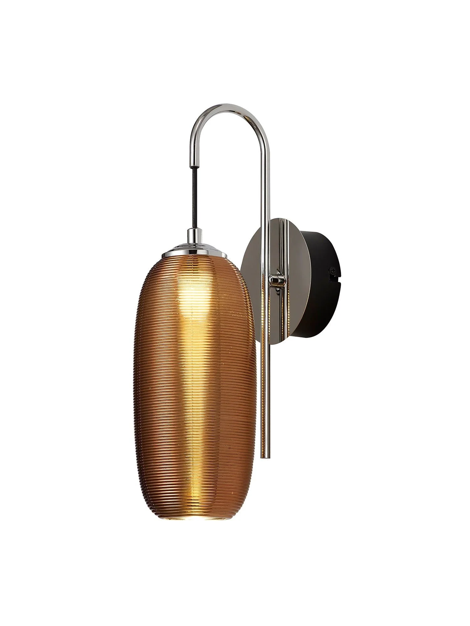Stardust Switched Wall Lamp, 1 x 6W LED, 4000K, 720lm, Polished Chrome/Black With Champagne Glass, 3yrs Warranty - Image 6