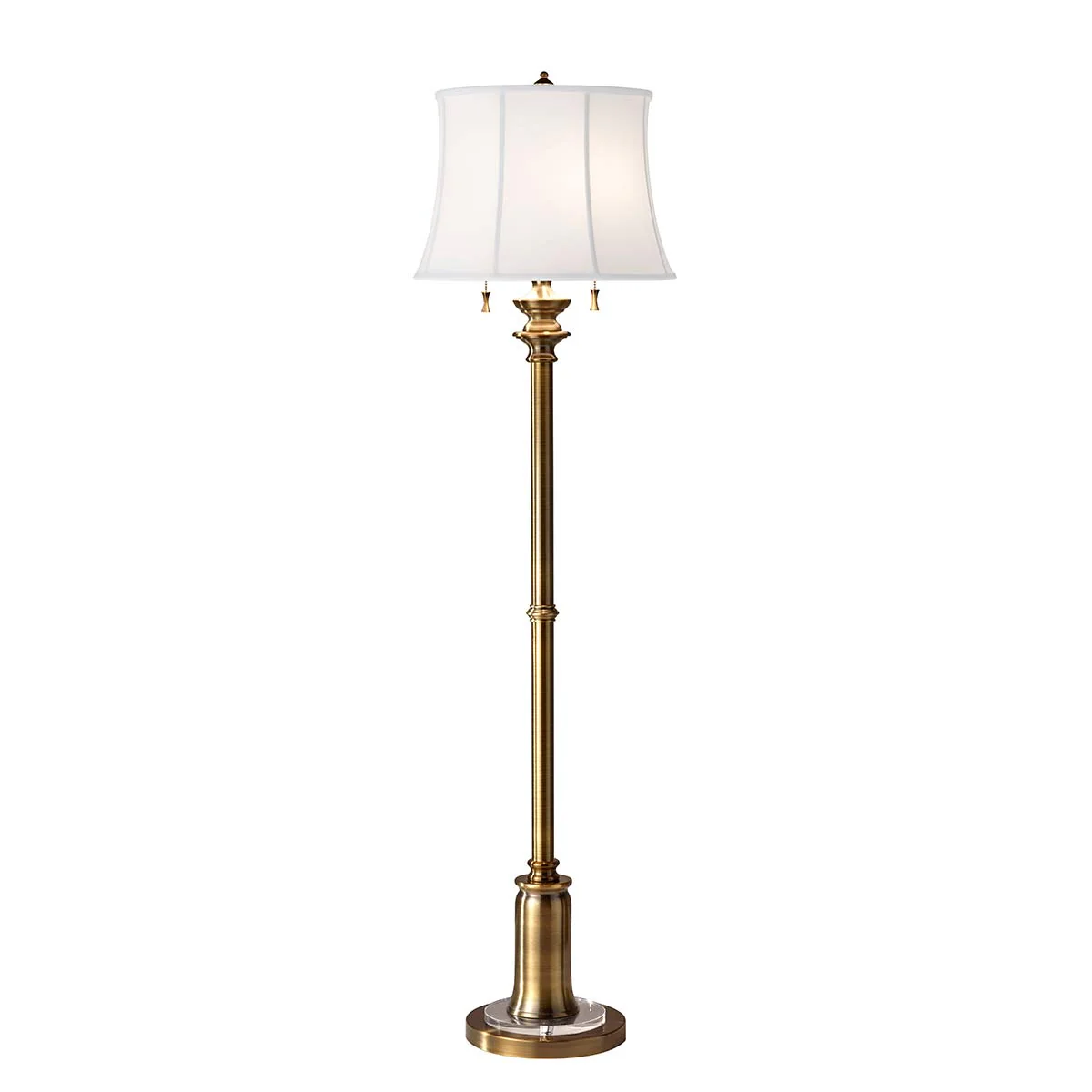 Stateroom 2 Light Floor Lamp - Antique Nickel/Bali Brass with True White Shade E27 - Image 2
