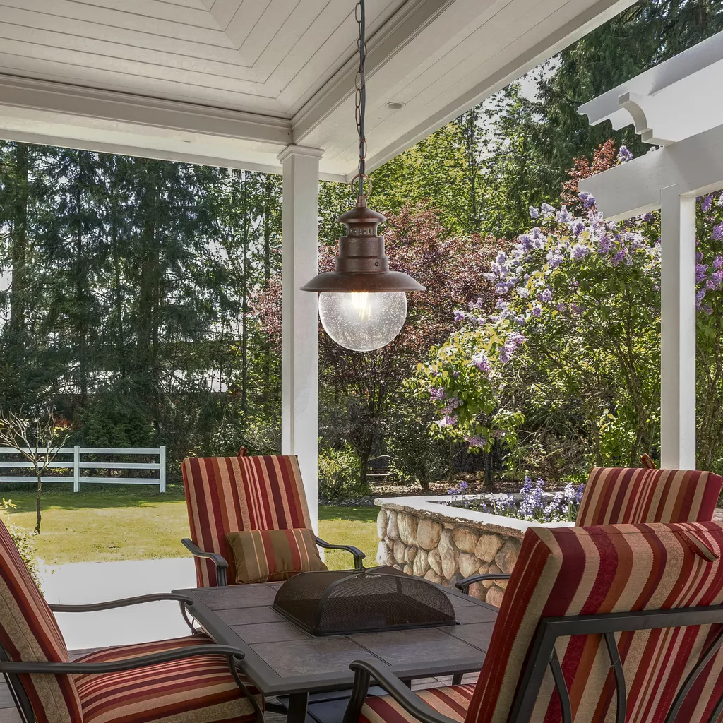 Station Outdoor Pendant - Rustic Brown Metal & Glass - Image 3