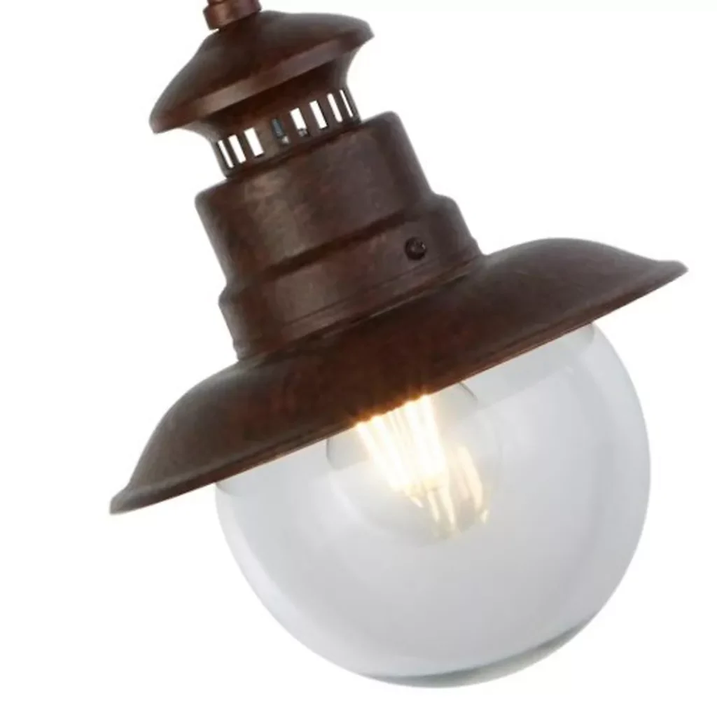 Station Outdoor Pendant - Rustic Brown Metal & Glass - Image 4