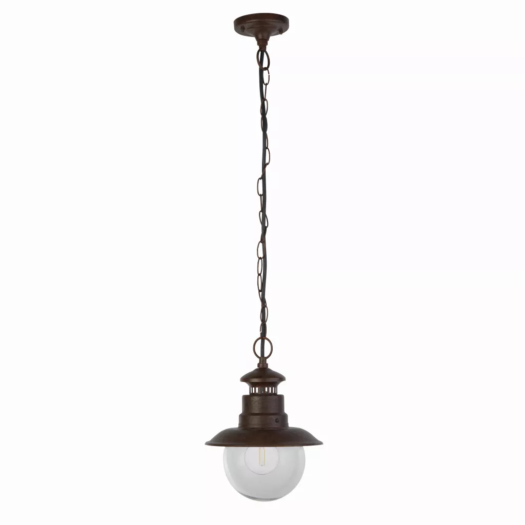 Station Outdoor Pendant - Rustic Brown Metal & Glass - Image 5