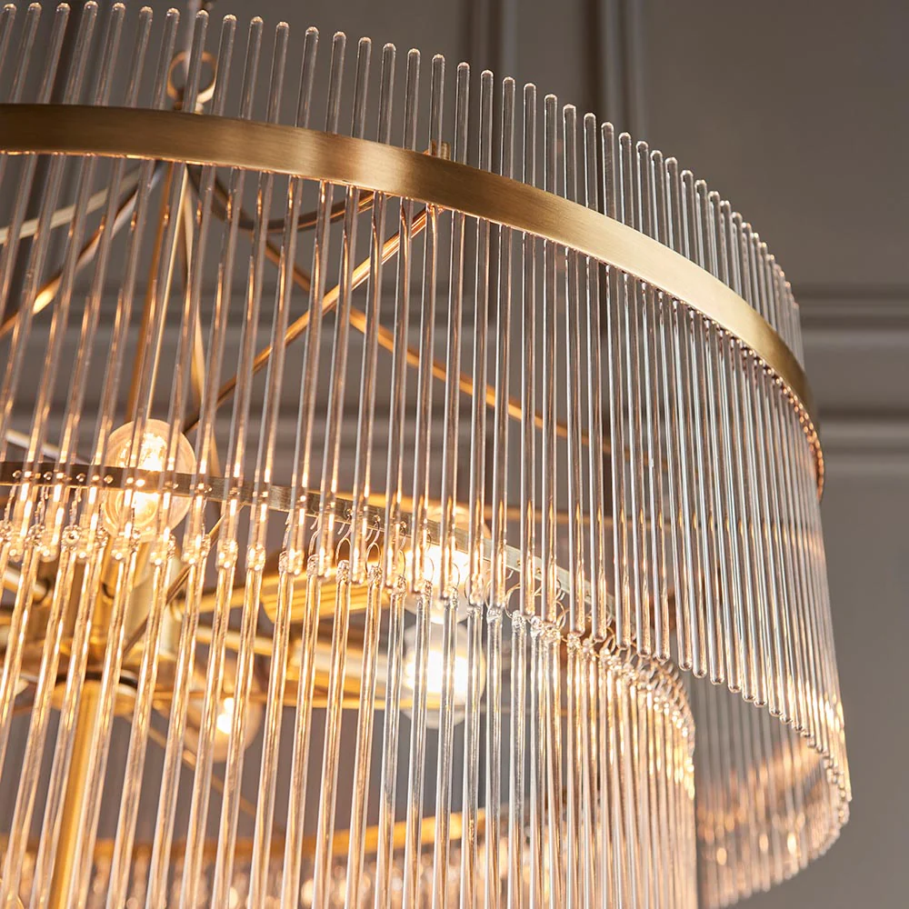Stefan 16Lt Tiered Crystal Pendant - Antique Brass - Image 4