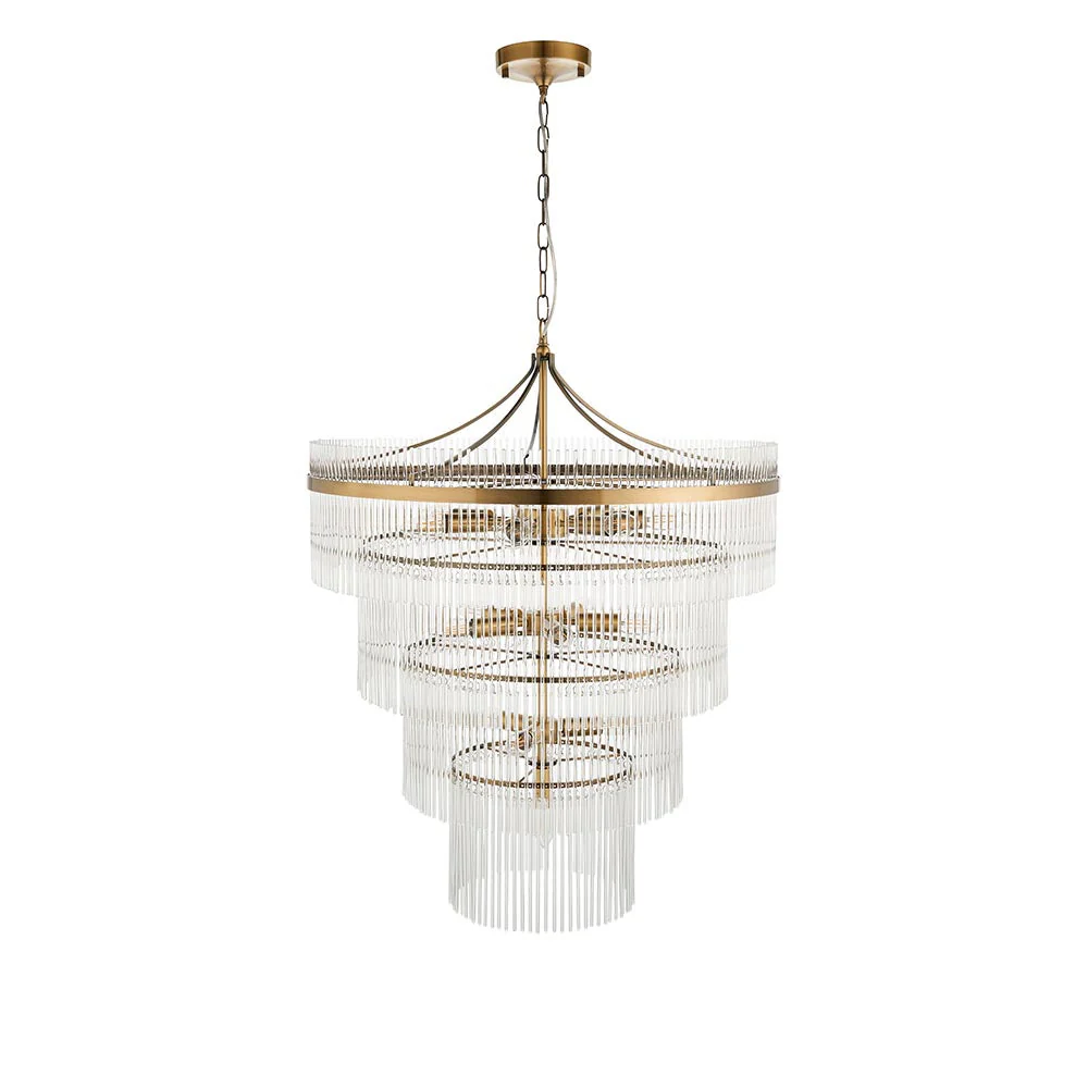 Stefan 16Lt Tiered Crystal Pendant - Antique Brass - Image 5