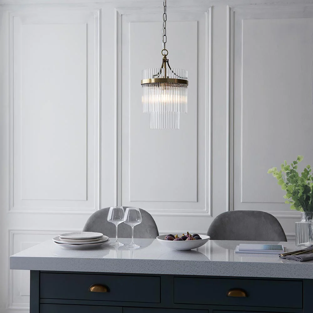 Stefan 1Lt Crystal Pendant Light - Antique Brass - Image 2